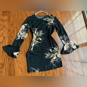 Floral Black Short Dress